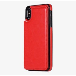 Iphone XS Max - Coque-Cartes-Effet cuir-Rouge