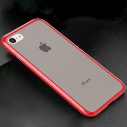 Iphone 8 plus - 7 plus - Coque-Transparente-Bord rouge