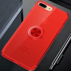 Iphone 8 plus - 7 plus - Coque-Anneau-Transparent rouge