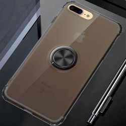 Iphone SE - 8 - 7 - Coque-Anneau-Transparent noir