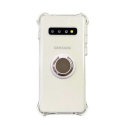 Galaxy S10 - Coque silicone-transparente-ring-Blanc