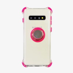 Galaxy S10 - Coque silicone transparente-ring-Fuchsia