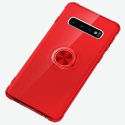 Galaxy S10 - Coque silicone-transparent rouge-ring