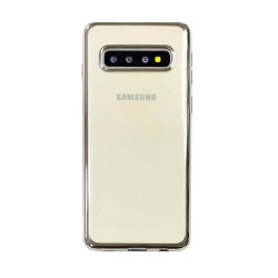 Galaxy S10 - Coque silicone transparente-bord argent