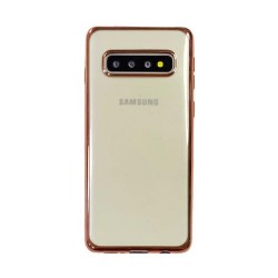 Galaxy S10 - Coque silicone-transparent-bord rose