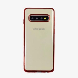 Galaxy S10 - Coque silicone transparente-bord rouge