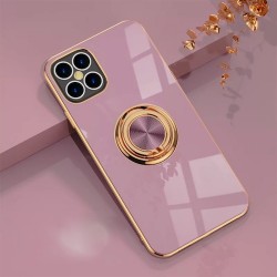 Iphone 12-12 Pro - Coque silicone-Anneau-Mauve