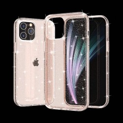 Iphone 12 mini - Coque dur-Brillant-Transparent doré