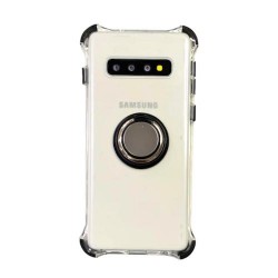 Galaxy S10 Plus - Coque silicone-transparente-ring-noir
