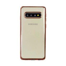 Galaxy S10e - Coque silicone-transparente-bord rose